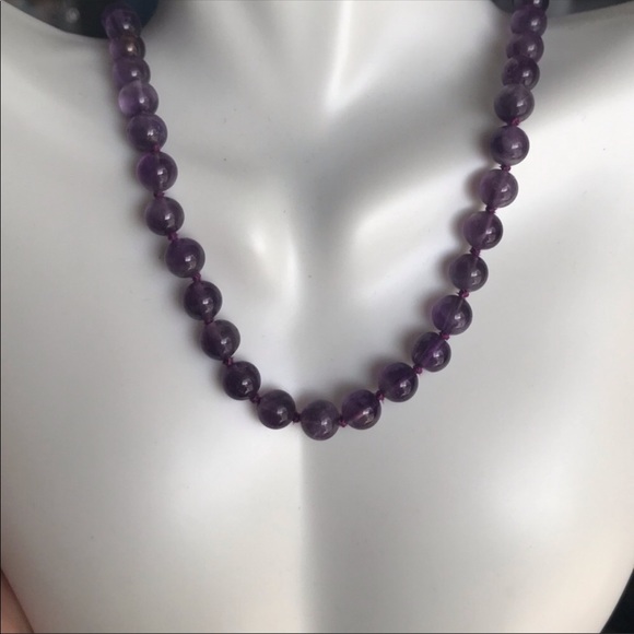 14k Natural Amethyst Beaded Necklace - Picture 7 of 7